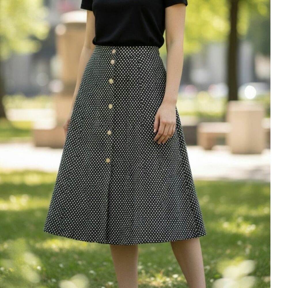 Joyce Howard Jaguar Collection Vintage Polka Dot A-Line Midi Skirt Women XL